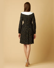 Load image into Gallery viewer, Black Flowered Dress with Detachable Collar
