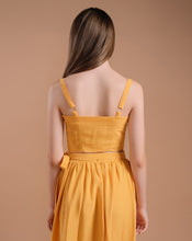 Load image into Gallery viewer, Yellow Front Buttons Top and Wrap Skirt Set
