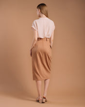 Load image into Gallery viewer, Hazelnut Brown Asymmetric Skirt with a Tie Belt
